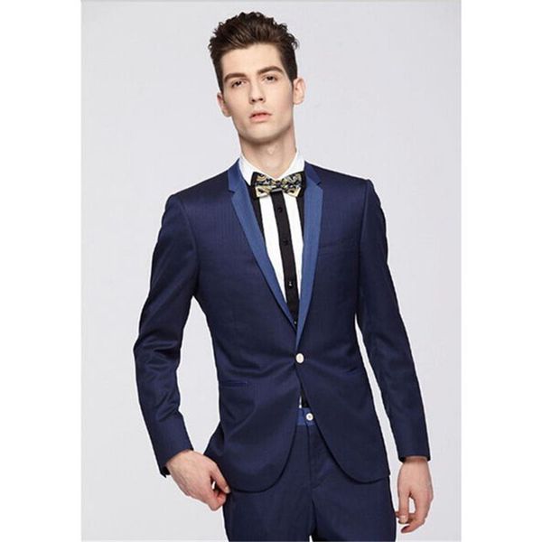 

classic small collar custom made navy blue men suit groom tuxedos blazer mens prom mens blazer 2pieces(jacket+ pant+tie, White;black