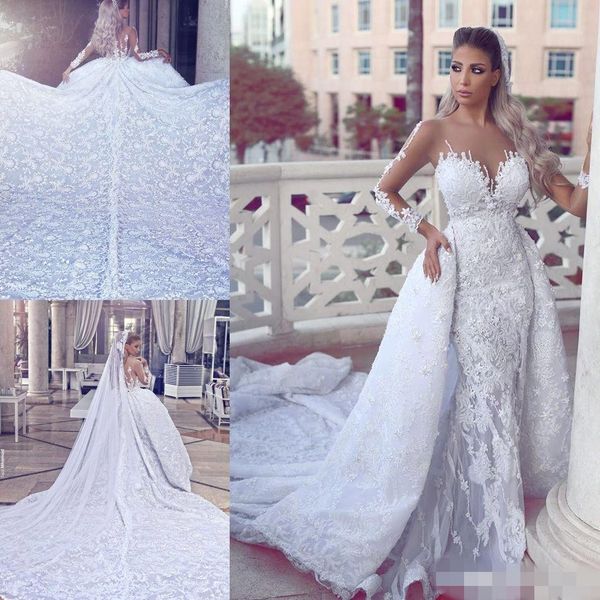 compre 2018 preciosos vestidos de novia de encaje completo con tren