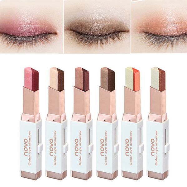 

new original novo double color eyeshadow 6 different colors brand velvet gradient color eyeshadow silkworm stick 3.8g 2801069