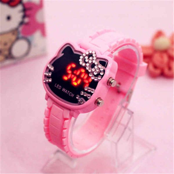 

Дети Красочные Led Часы Часы Hello Kitty детей наручные часы Детские платья Водонепрони