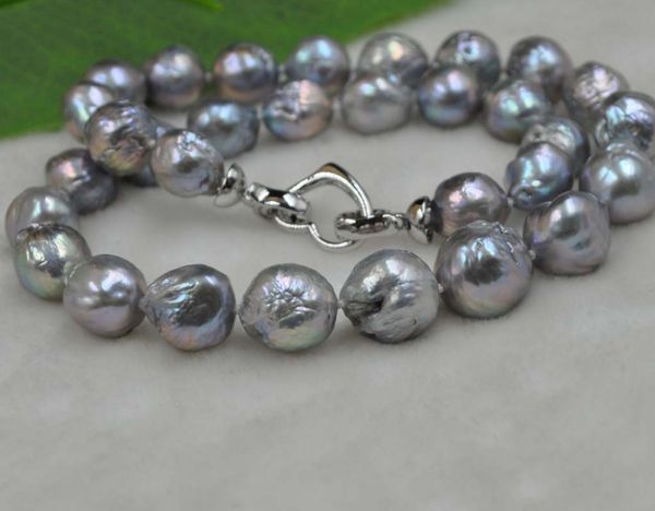 

whole sale11-14mm baroque kasumi cultured pearl necklace 45cm ing, Golden;silver