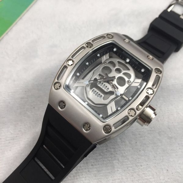 

2018 Top Luxury Brand Skull skeleton men's Sports Watches Waterproof Quartz Mens Watch High Quality Fashion men wristwatches