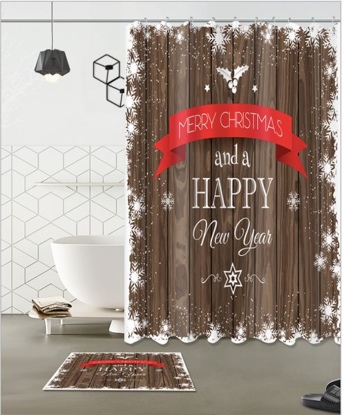 

christmas home decor pattern 3d print custom waterproof bathroom modern shower curtain polyester fabric bathroom curtain door mat sets