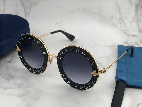 

Cla ic tyle round vintage letter de ign frame with golden bee uv400 protection outdoor ummer eyewear 0113, White;black