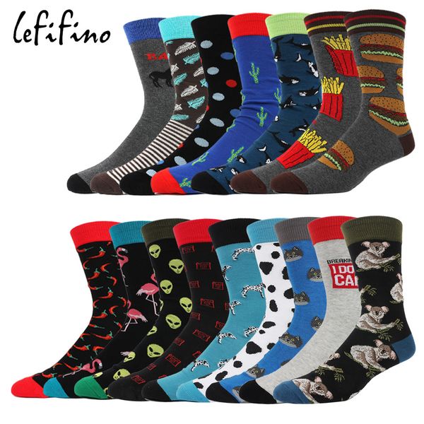 

42 kinds of styles men's funny colorful combed cotton socks animal dress crew socks happy socks wedding socks le64133, Black