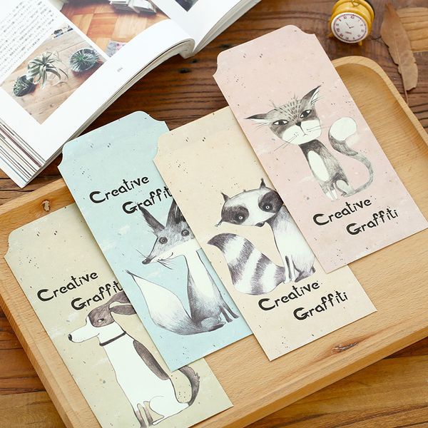 

5 pieces/lot) graffiti animals envelops antique paper envelope lots cute