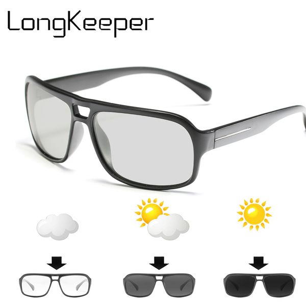 

2018 driving pchromic sunglasses men polarized sun glasses male hd driving goggles uv400 chameleon goggles gafas, White;black