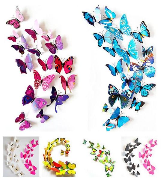 

Бесплатная доставка 12шт ПВХ 3D бабочки стены декор симпатичные бабочки стены стик