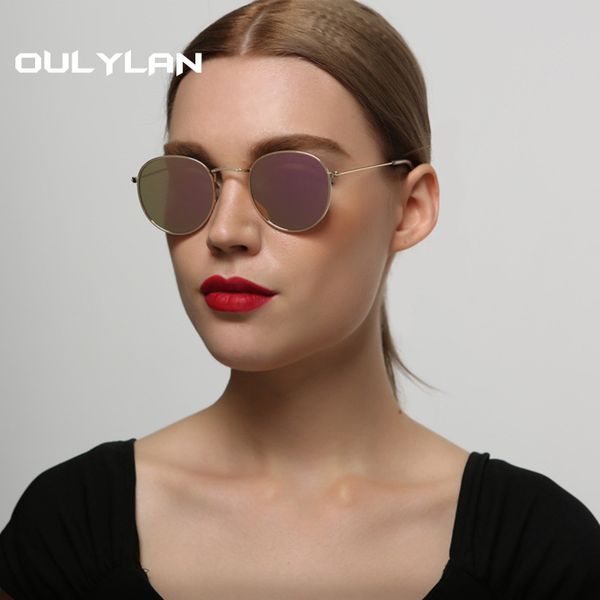 

oulylan retro round sunglasses men women brand designer metal mirror sun glasses female male sunglass, White;black