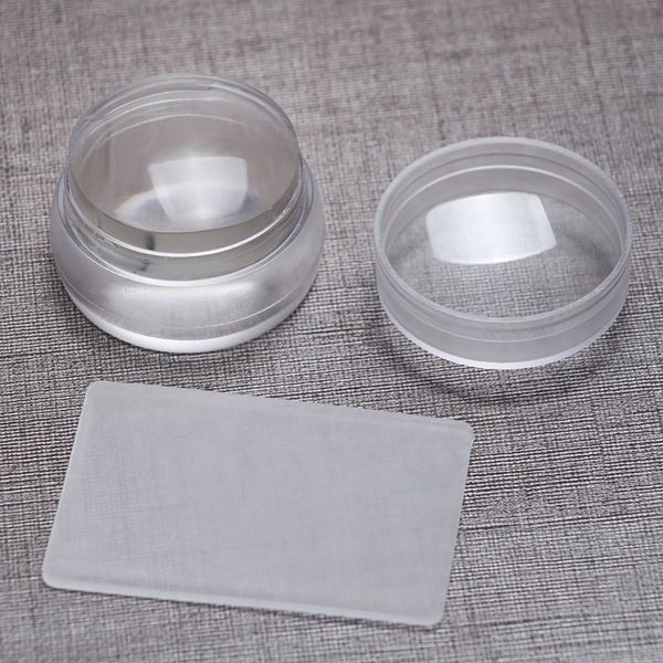 

2018 new transparent diy nail art stamping stamper with cap scraper plate transfer manicure tools, White