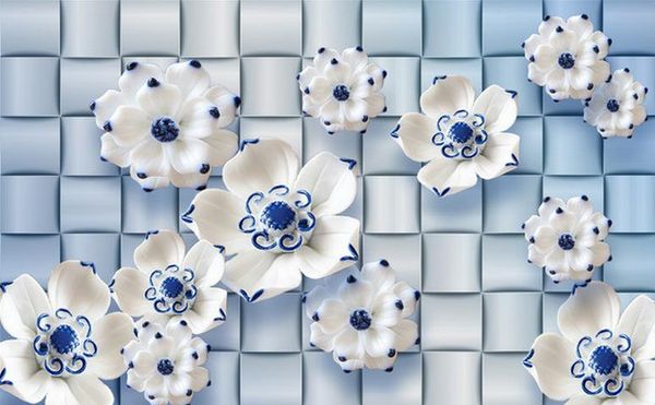 

custom wall mural modern art painting mural wallpaper lotus ceramic embossed tv background wall p wall paper