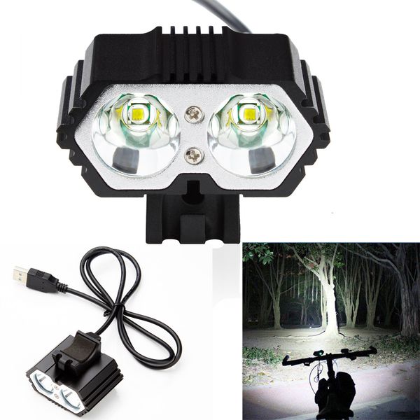 

6000lm 2 x cree xm-l t6 led usb waterproof lamp bike bicycle headlight bicycle front lamp bike accessories