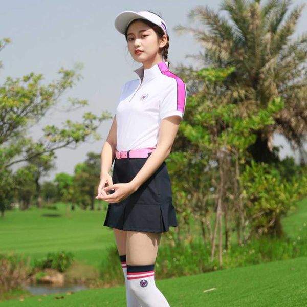 

summer breathable slim golf training t shirts + skirts women sports suit quick dry uv protection golf tennis suit aa60491, Black;blue