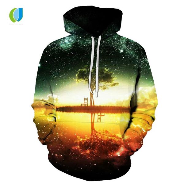 

2018 spring and autumn men's 3d print hoodie change starry beautiful nature men and women comfortable fashion sweatshirt hoodie, Black