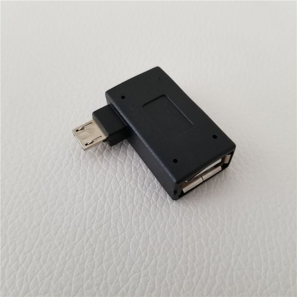 Adaptador micro USB para USB tipo A de ângulo esquerdo de 90 graus, conector conversor macho para fêmea OTG