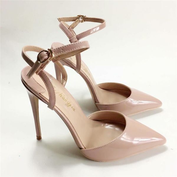 

lady women woman 2019 red new nude patent leather high heels shoes stiletto heels poined toes wedding heeled shoes sole pumps, Black
