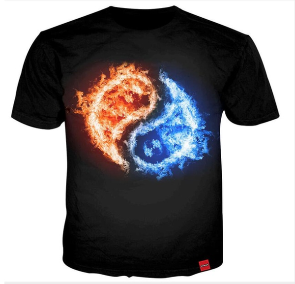 

wholesale-fashion mens/womens summer style tai chi eight diagrams funny 3d print casual t-shirt dxr00139, White;black