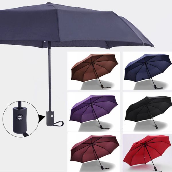 

8 ribs full automatic windproof umbrella 3 fold compact folding travel golf umbrella for sunny and rainy wx9-693