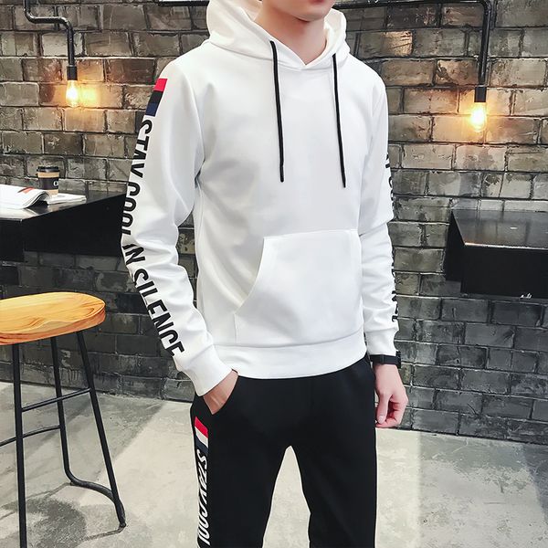 

ywsrlm men's sportswear 2018 spring autumn new section hoodies+pants casual suit sweater men's tracksuit clothing d29 -4xl, Gray