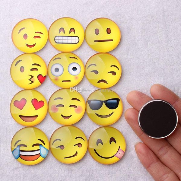 

magnet emoji glass dome round smile face expressions fridge magnet message holder refrigerator sticker dhl in stock wx-c37
