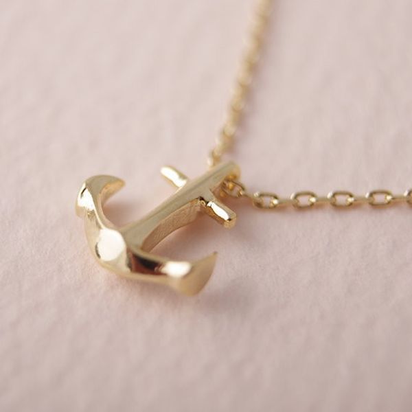 

2018 fashion gold-color new element tiny anchor plated necklace pendant necklace for women gift wholesale, Silver