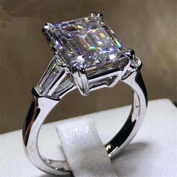 

princess jewelry diamond cz ring 100% real 925 sterling silver engagement wedding band rings for women men bijoux gift, Slivery;golden