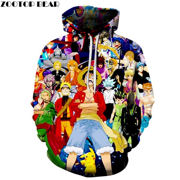 

anime 3d hoodies funny men sweatshirts one piece fashion pullover drop ship tracksuits novelty streetwear brand hoody, Black