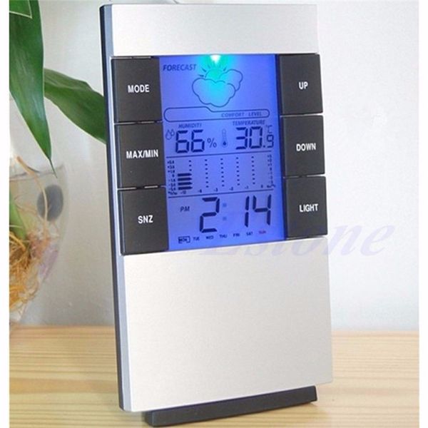 

indoor hygrometer weather forecast clocks max/min temp humidity record chime color changing deskdigital table clocks watch