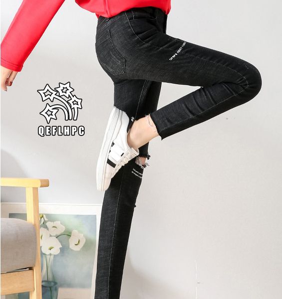 

ladies skinny jeans women high waisted slim fit denim pants slim denim straight biker skinny ripped jeans pencil pants trousers a3023#, Blue