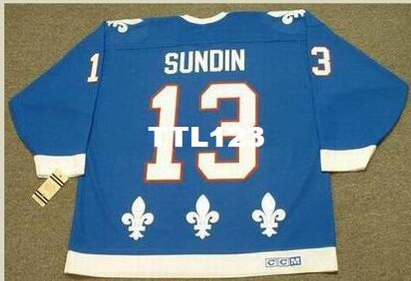 

мужчины #13 коврики сундин квебек nordiques 1991 ccm старинные прочь хоккей джерси или обычай любое имя или номер ретро джерси, Black;red