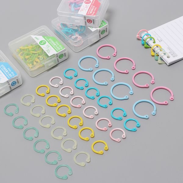 

1 box colored easy ring paper book loose leaf binder multi-function circle calendar ring keychain key, Purple;pink