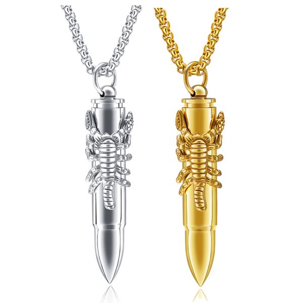

bullet zircon pendant stainless steel charm necklaces vintage jewelry scorpion drift bottle / dragon column pendants romantic gift for lover, Silver