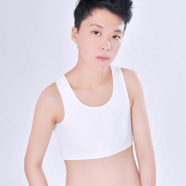 

2018 breathable buckle short chest breast binder tran vest casual shapers black and white short corset tee, Black;white