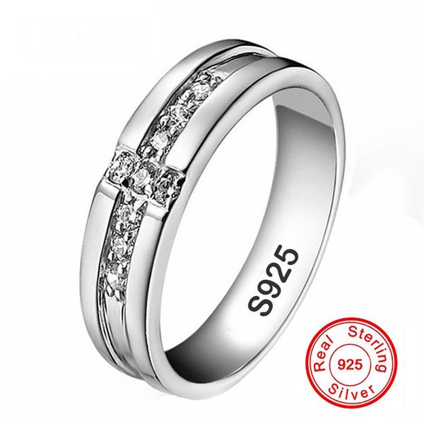 

yinhed 100% 925 sterling silver wedding rings for men and women cross shape zircon cz diamant engagement ring jewelry gift zr340, Golden;silver