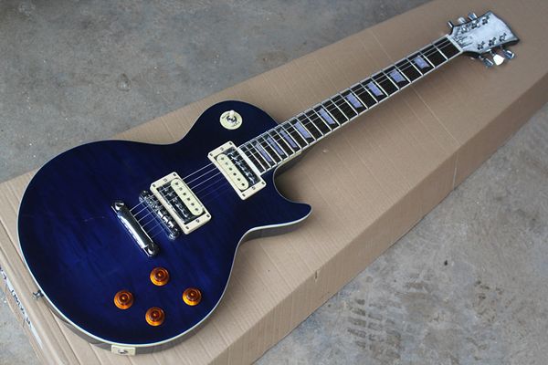 

Dark Blue Electric Guitar with Rosewood Fingerboard,Flame Maple Veneer,Fixed Bridge,Chrome Hardware,offering customized services