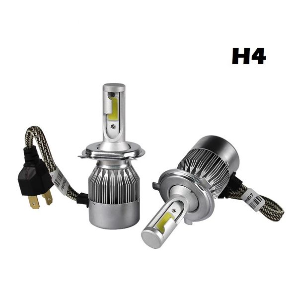 C6 H4 COB Светодиодные фары 72W 7600LM Hi-Lo Beam Car LED 9004/9007 / H13 Фары фар лампочки Автомобильный фар противотуманный противотуманный фонарь 12 В 24 В