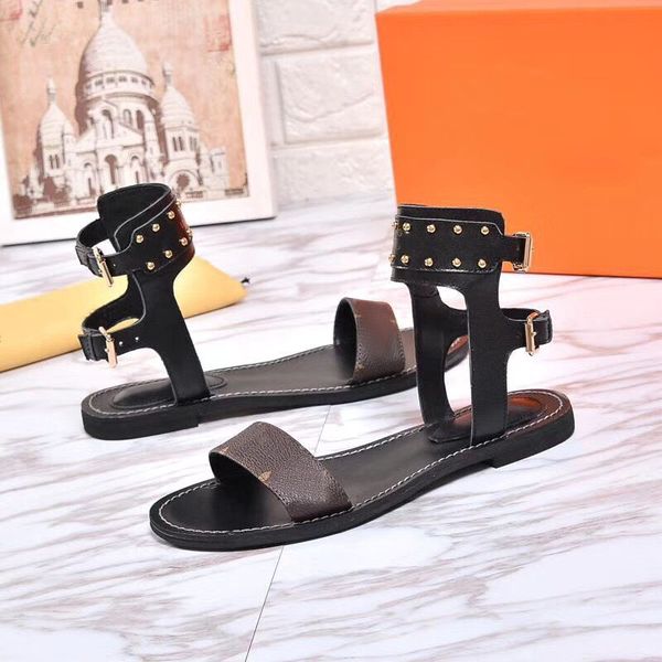 

С коробкой Дизайнерская обувь Женские сандалии Geunine Leather Formal Evening Designer Слайды Summer B