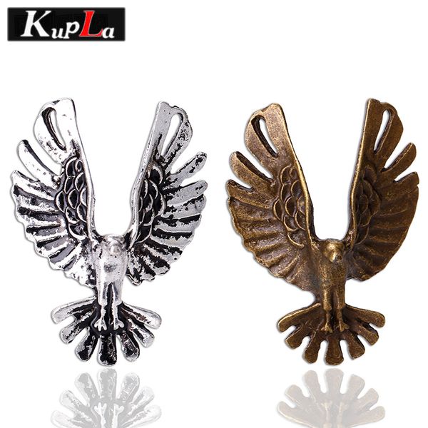 

whole salekupla vintage 3d eagle charms metal retro animal bird charms diy jewelry handmade bird pendant 10pcs 36*42mm c5549, Bronze;silver