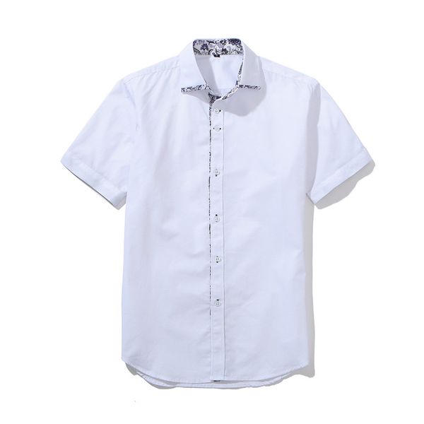

dioufond summer mens solid short sleeve shirt 2018 slim fit white male casual fashion splice men clothing high quality, White;black