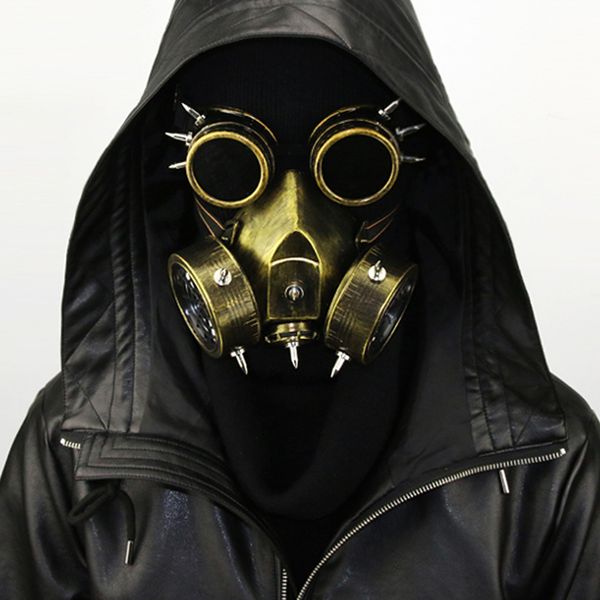 

punk style gothic rivet mask gold men / silver women carnival makeup cosplay party steampunk gas mask anime halloween