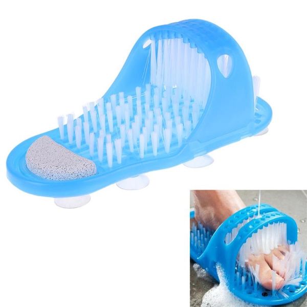 

top 1pc plastic bath shoe pumice stone foot scrubber shower brush massager slippers blue bathroom shoe 28x14x10cm