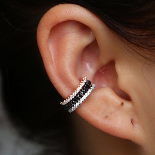 nessun orecchino per polsino piercing 2018 fabbrica all'ingrosso fine argento sterling 925 semplice clip per orecchio dell'orecchio cz cerchio fascia sottile polsino per orecchino minimo