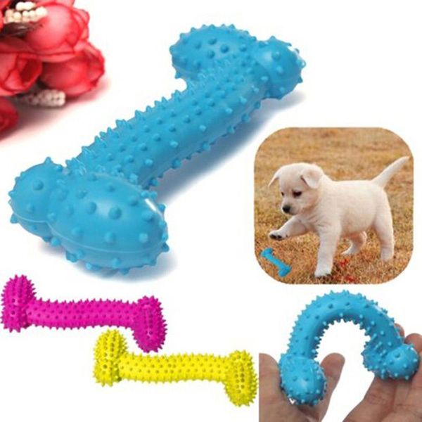 3 pic resistente al morso osso cucciolo di cane molari gioco della palla di gomma per l'addestramento dei denti plastica termica gomma TPR giocattoli per cani da compagnia 10 * 4 cm bella