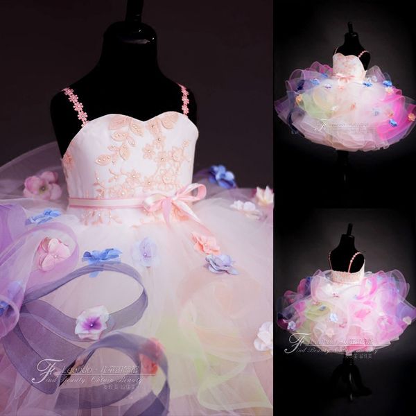 

прекрасный маленький цветок девушка платья спагетти кружева 3d цветочные аппликации бисером многоуровневые юбки короткие девушки театрализов, White;blue