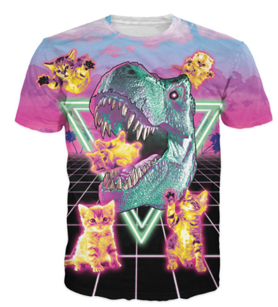 

t-rex & kittens t-shirt flying kittens cats sick vibrant tee funny t shirt women/men 3d print summer style tees s-xxxxxxxl u539, White;black