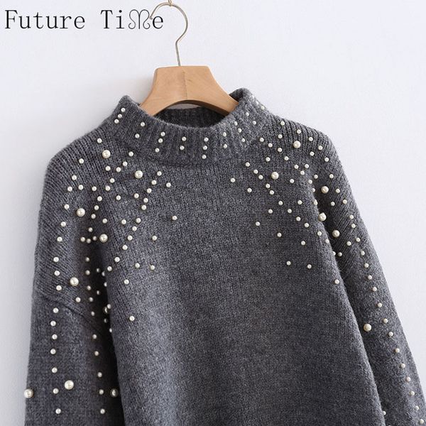 Großhandel Future Time Pearl Perlen Rippstrickpullover Winter Damen Pullover Pullover Grau Stehkragen Langarm Engen Pullover MY207 Von Art03, $32.82 Großhandel Future Time Pearl Perlen Rippstrickpullover Winter Damen Pullover Pullover Grau Stehkragen Langarm Engen Pullover MY207 Von Art03, $32.82