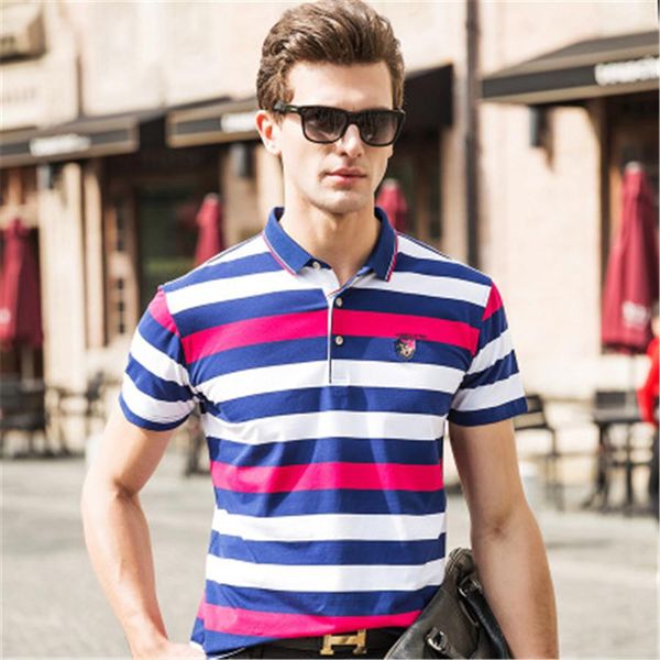 

мужские рубашки поло с краской из пряжи с короткими рукавами в британской моде футболка с половиной рукавов хлопок весна и лето zh-014, White;black