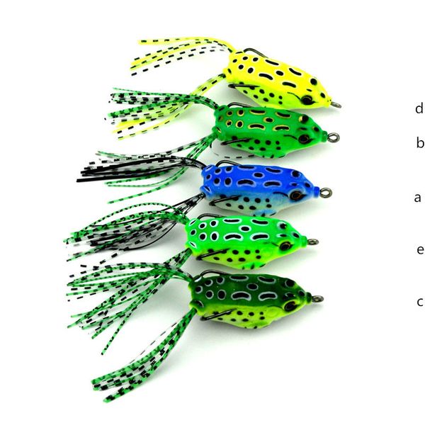 

hollow body soft rubber frog shape blackfish fishing bait 5.5cm 8g 3d eyes 5color simulation bullfrog laser water surface lure