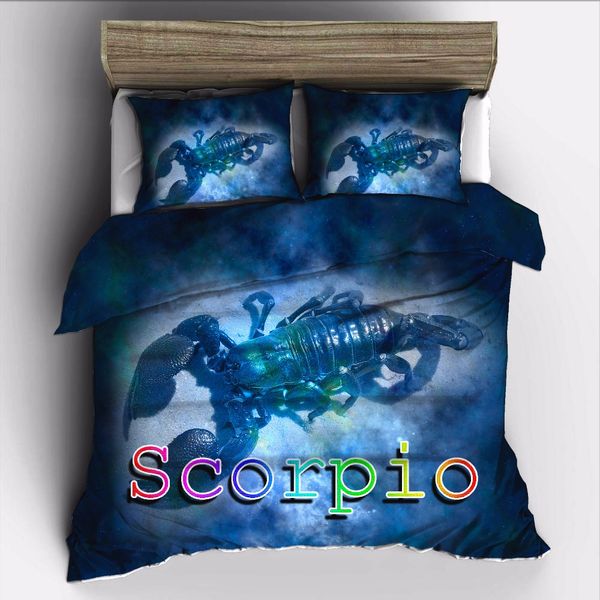 

ahsnme 12 constellation scorpio bedding set high-definition print quilt cover for ru au eu king  double size jogo de cama