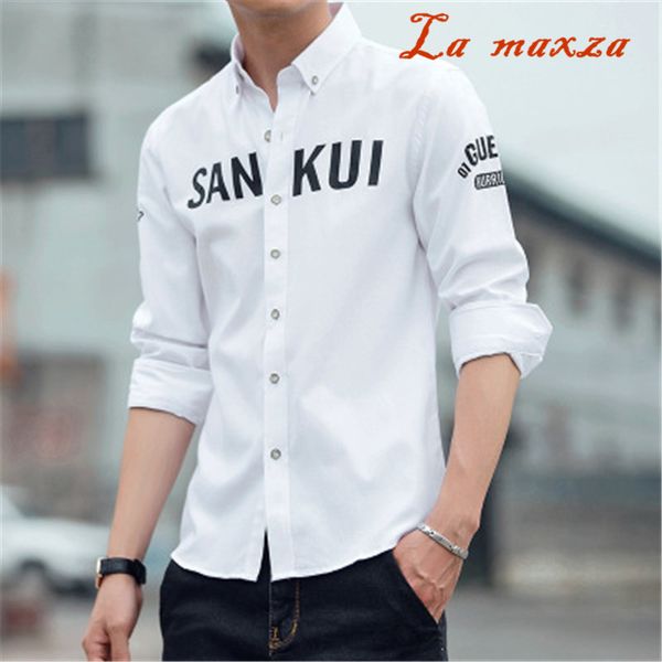 

men clothes 2018 spring long sleeve big size shirt menskorean style slim young mens shirts, White;black